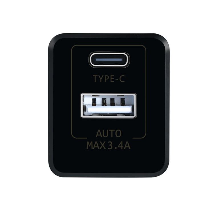BENKS Mini 2-Port 3.4A Type-C + USB Travel Charger for New MacBook Pro/iPhone 7 Etc - Black-4