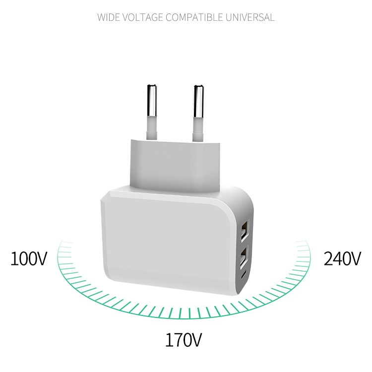 JOYROOM Mini Dual USB Fast Travel Charger for iPhone iPad Samsung (L-M209) - White / EU Plug-3