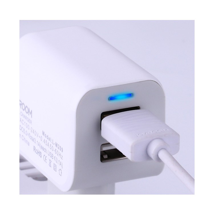 JOYROOM Mini Dual USB Fast Travel Charger for iPhone iPad Samsung (L-M209) - White / EU Plug-4