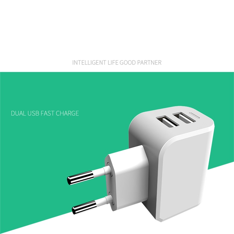 JOYROOM Mini Dual USB Fast Travel Charger for iPhone iPad Samsung (L-M209) - White / EU Plug-6