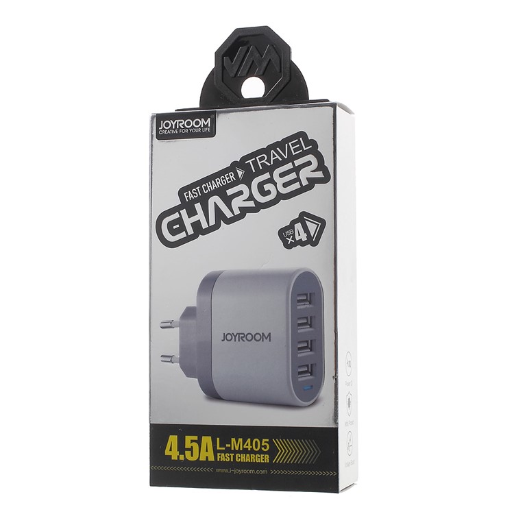 JOYROOM 4-Port 4.5A USB Fast Travel Charger for Cellphone Tablet (L-M405) - White / EU Plug-7