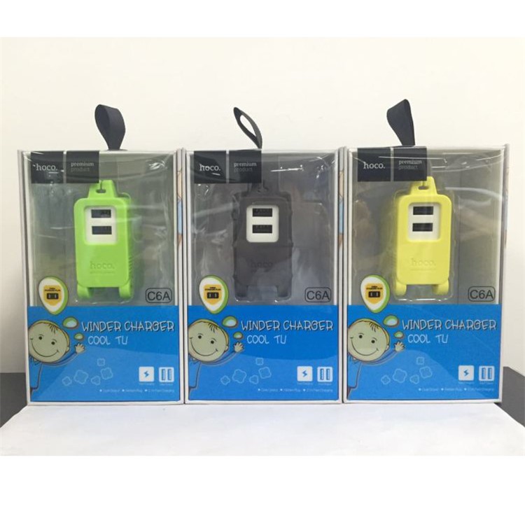 HOCO C6A Cool Journey Dual USB Charging Adapter Winder Charger for iPhone 7 Etc. - Grey-3
