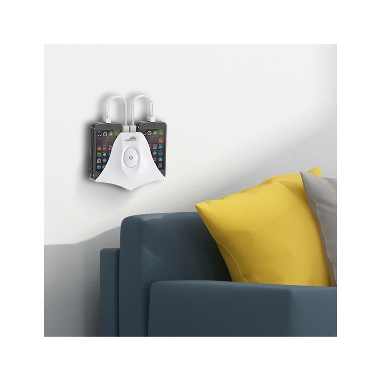 NAMISEN 4 Phone Holder Slots 4-USB Charger Charging Station (CE/FCC/ROHS) + 4 Micro USB Cables - White / US Plug-1