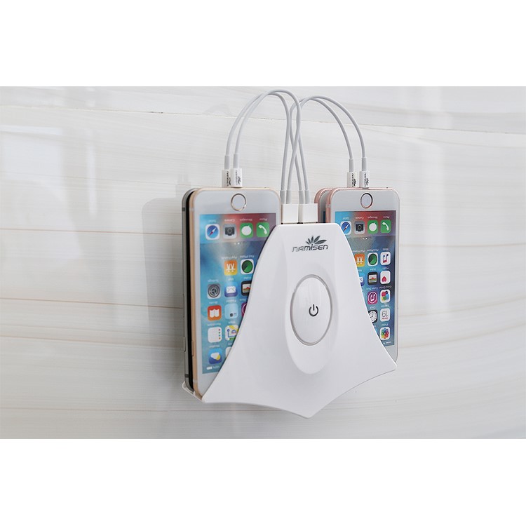 NAMISEN 4 Phone Holder Slots 4-USB Charger Charging Station (CE/FCC/ROHS) + 4 Micro USB Cables - White / US Plug-16