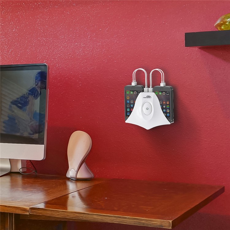 NAMISEN 4 Phone Holder Slots 4-USB Charger Charging Station (CE/FCC/ROHS) + 4 Micro USB Cables - White / US Plug-2