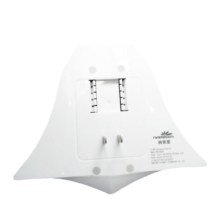 NAMISEN 4 Phone Holder Slots 4-USB Charger Charging Station (CE/FCC/ROHS) + 4 Micro USB Cables - White / US Plug-3