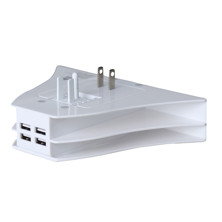 NAMISEN 4 Phone Holder Slots 4-USB Charger Charging Station (CE/FCC/ROHS) + 4 Micro USB Cables - White / US Plug-5