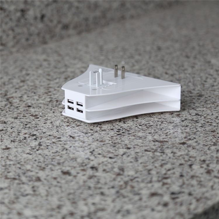 NAMISEN 4 Phone Holder Slots 4-USB Charger Charging Station (CE/FCC/ROHS) + 4 Micro USB Cables - White / US Plug-7