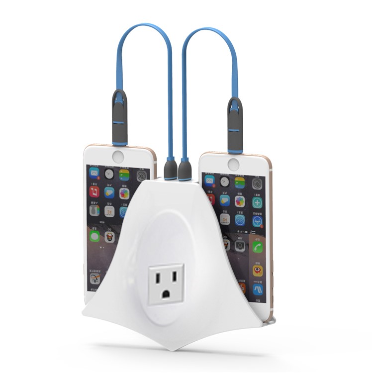 NAMISEN NS-C512 2-in-1 Dual Slots Smartphone Holder + Dual Ports USB Wall Charger with 2 Micro USB Cables - US Plug-1