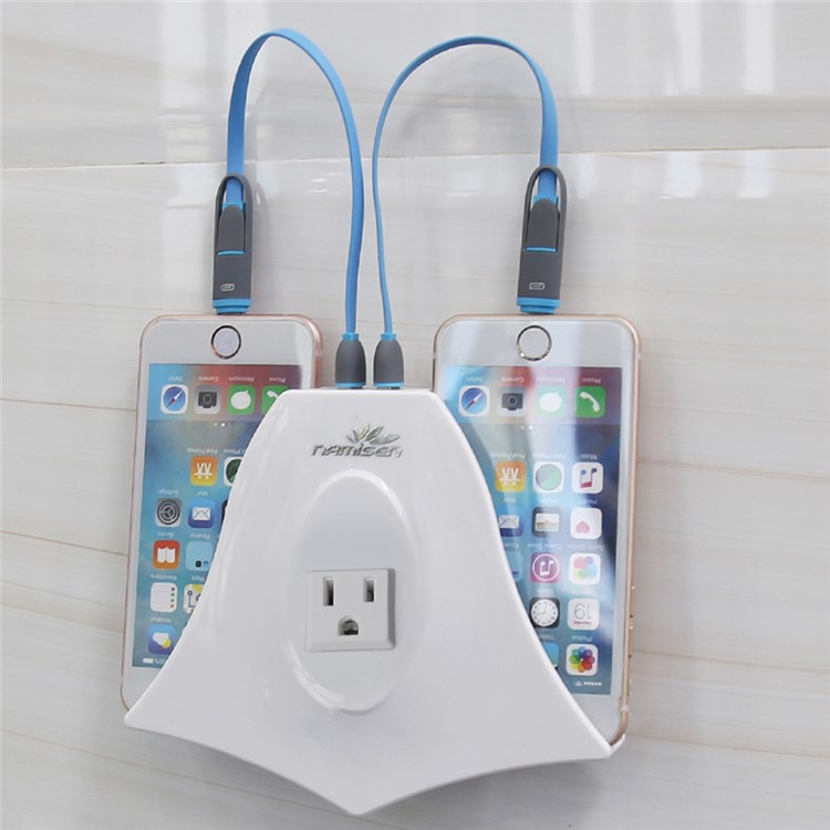 NAMISEN NS-C512 2-in-1 Dual Slots Smartphone Holder + Dual Ports USB Wall Charger with 2 Micro USB Cables - US Plug-4