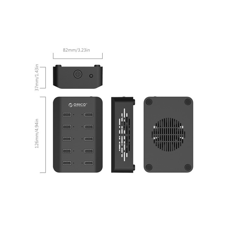 ORICO 10-Port 2.4A USB Smart Charging Station for iPhone iPad Samsung (DUB-10P-V1) - EU Plug-7