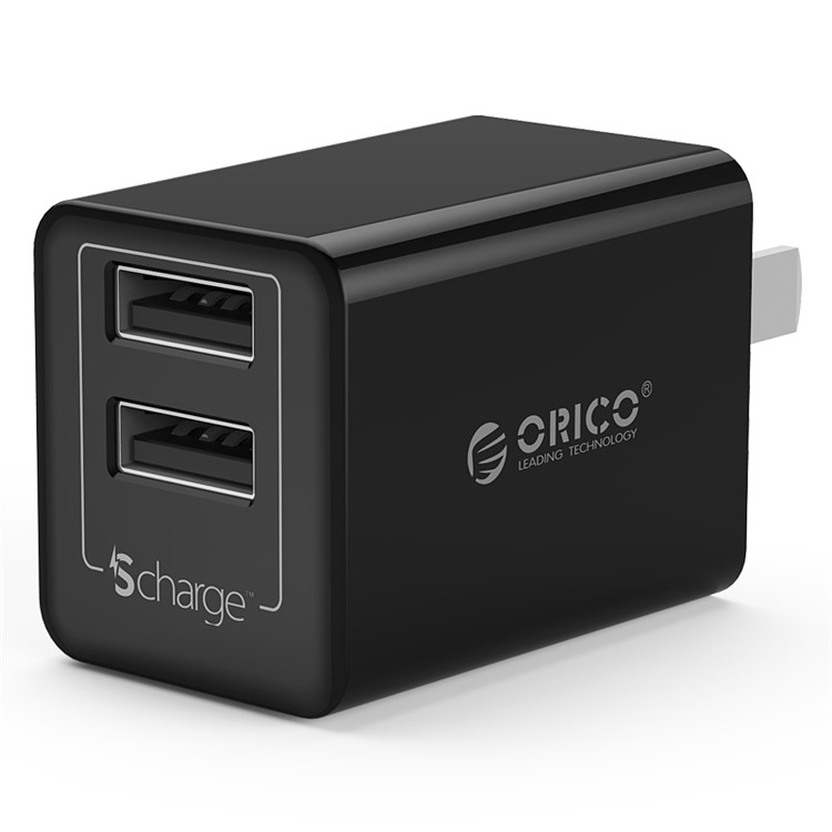 ORICO 5V 2.4A 2-Port USB Travel Charger with Intelligent Charging IC (WHA-2U) - US Plug / Black-1