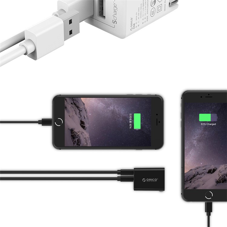 ORICO 5V 2.4A 2-Port USB Travel Charger with Intelligent Charging IC (WHA-2U) - US Plug / Black-2