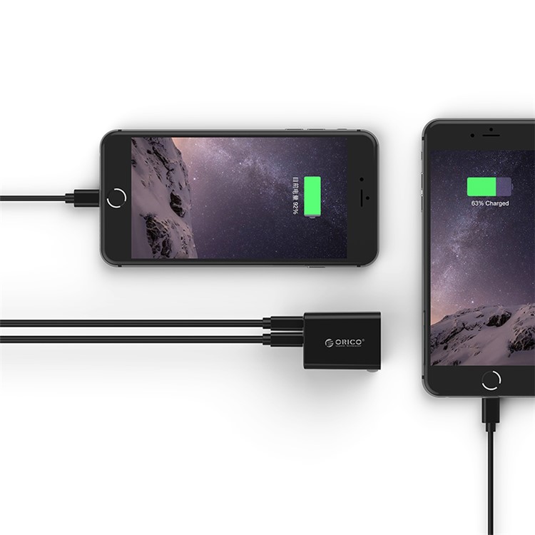 ORICO 5V 2.4A 2-Port USB Travel Charger with Intelligent Charging IC (WHA-2U) - US Plug / Black-3