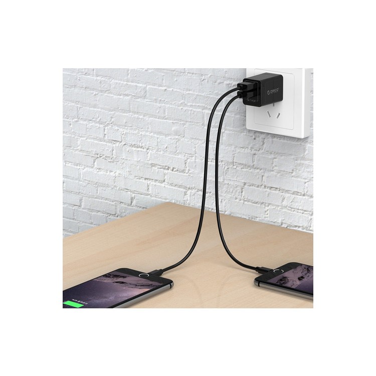 ORICO 5V 2.4A 2-Port USB Travel Charger with Intelligent Charging IC (WHA-2U) - US Plug / Black-4