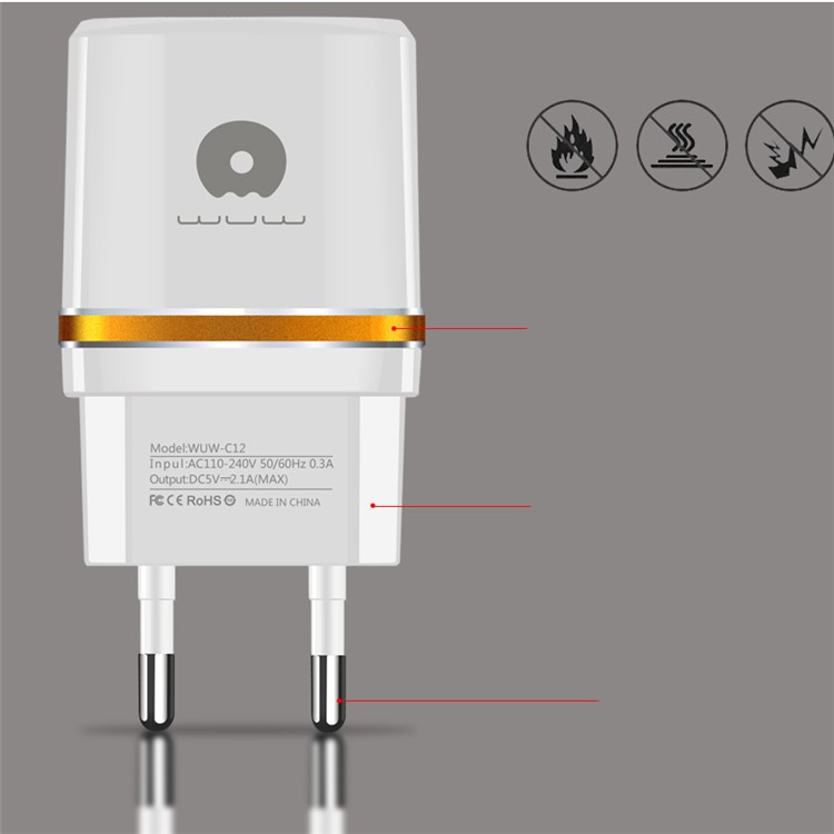 WUW C11 5V 1A Single USB Mobile Travel Charger Adapter for Mobile Phones - EU Plug / Silver-5