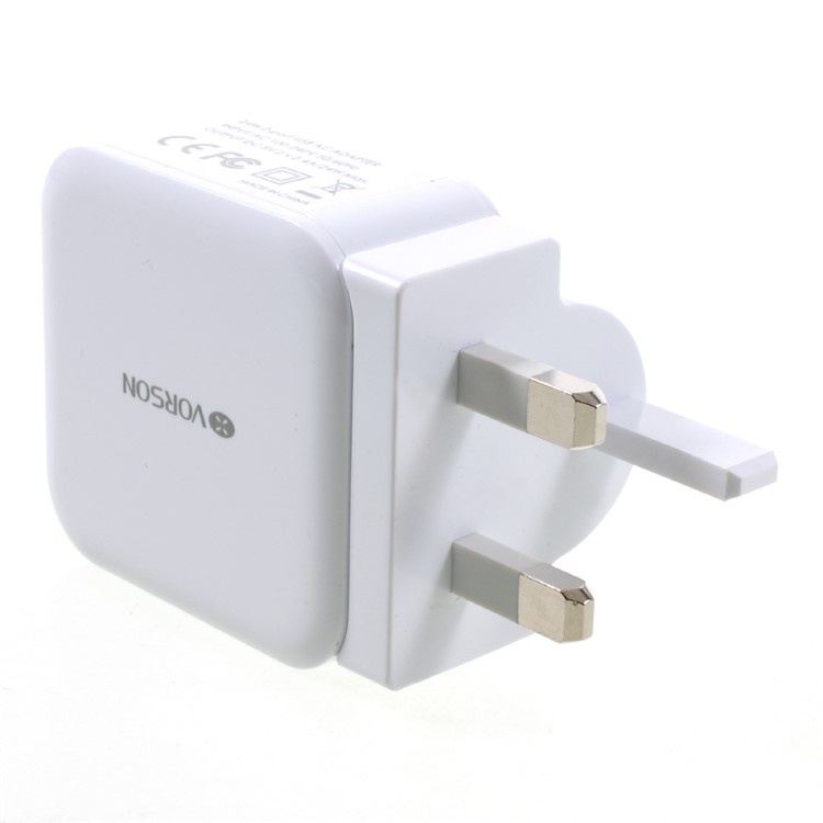 VORSON Dual USB 5V 2.4A USB Charger Universal Adapter for iPhone iPad Samsung etc. (VCC-002) - White / UK Plug-2