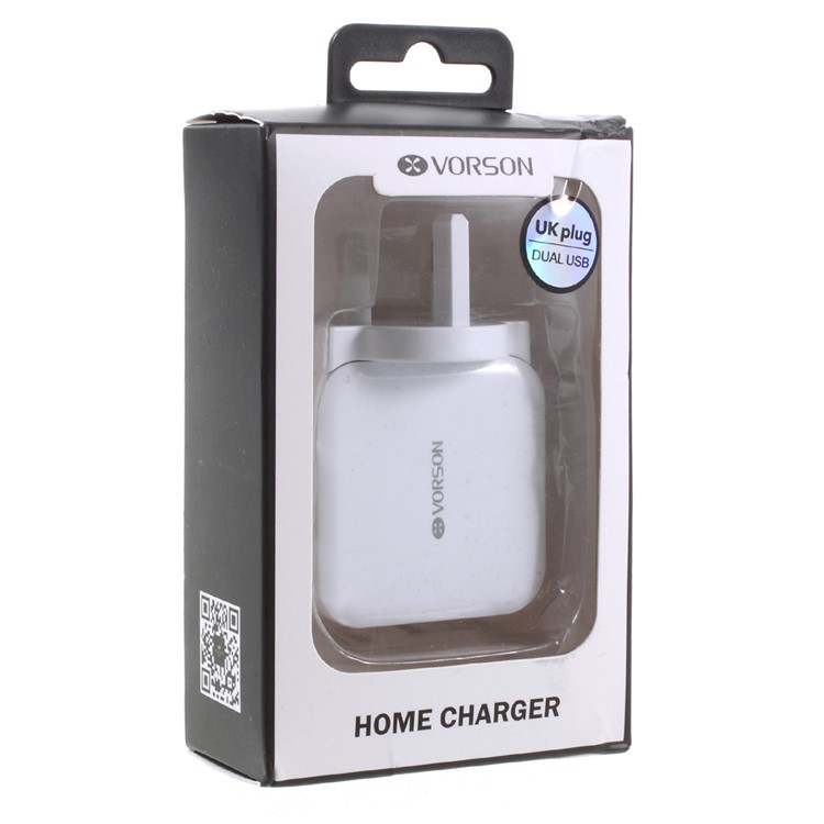 VORSON Dual USB 5V 2.4A USB Charger Universal Adapter for iPhone iPad Samsung etc. (VCC-002) - White / UK Plug-5