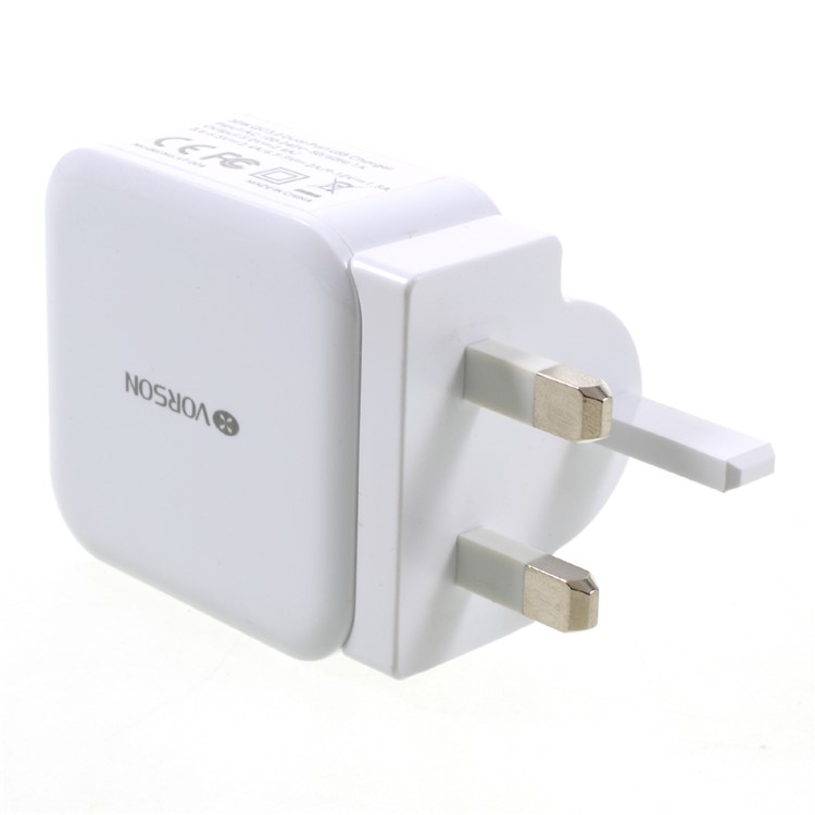 VORSON VT-004 30W 4.8A QC 3.0 Quick Charge 2 USB Home Charger (CE/FCC/RoHS) - White / UK Plug-2