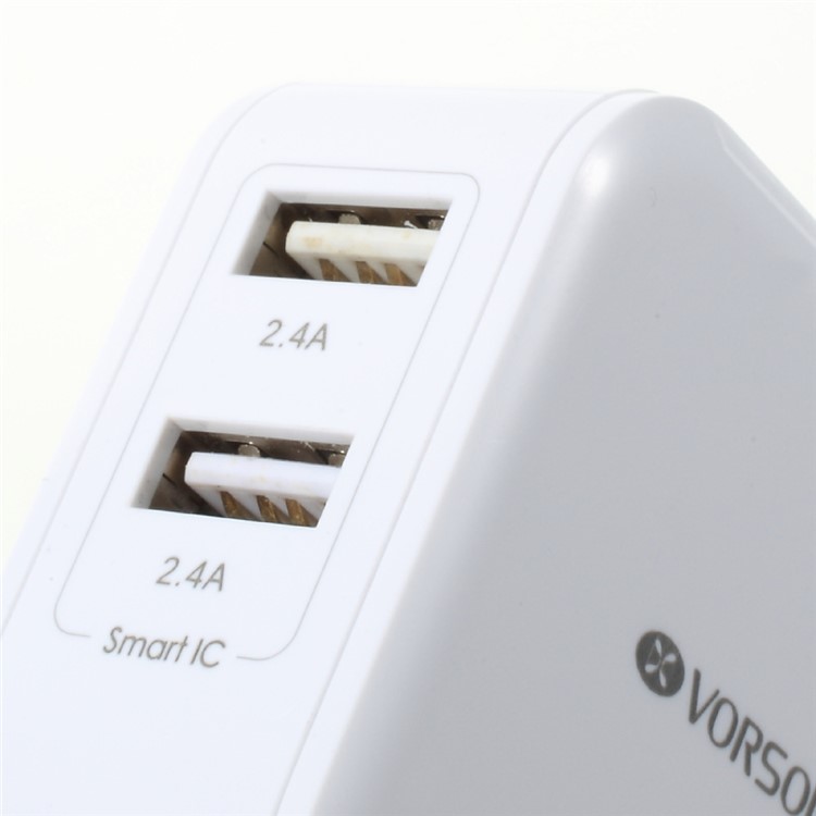 VORSON Dual USB 5V 2.4A Wall Charger Travel Adapter for iPhone iPad Samsung etc. (VCC-002) - White / US Plug-4