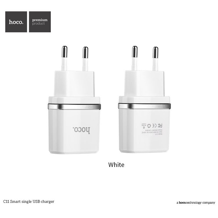 HOCO C11 DC 5V 1A Wall Travel Charger Adapter Single USB Port for iPhone Samsung Etc - EU Plug-2