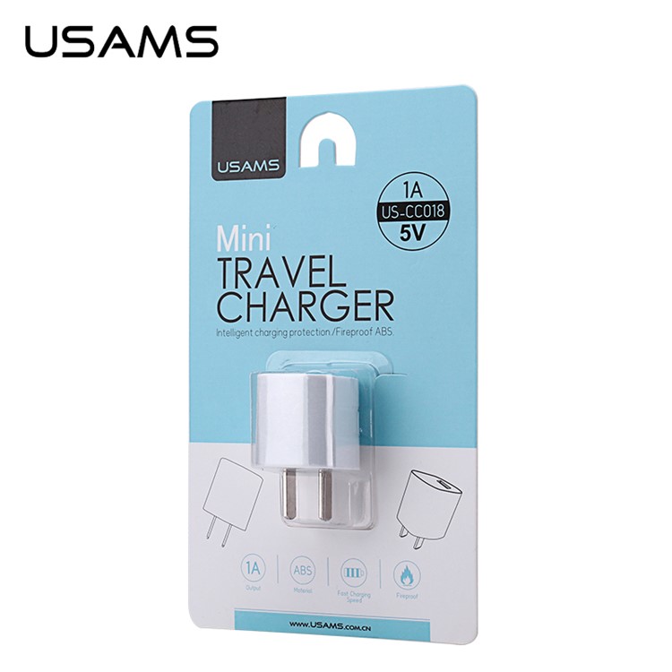 USAMS 1A USB AC Power Adapter Wall Travel Charger for iPhone Samsung - White / ECN Standard (US-CC018)-9