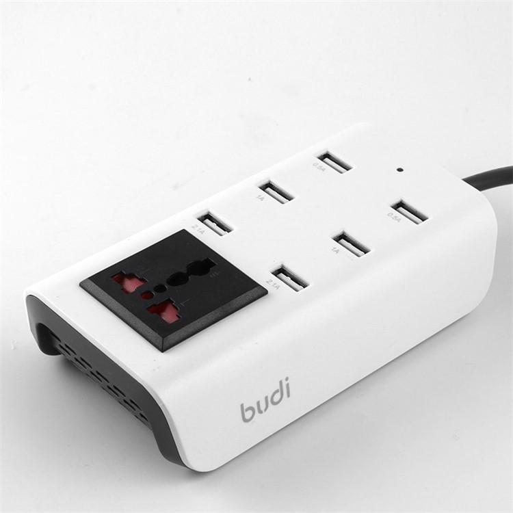 BUDI 6 USB Ports + 1 AC Socket Power Outlet for Digital Devices - EU Plug-4