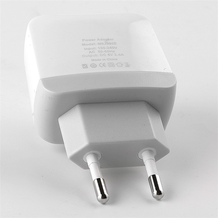 BUDI 2.4A 12W Dual USB Wall Charger Power Adapter for Mobile Phones & Tablets - EU Plug-2