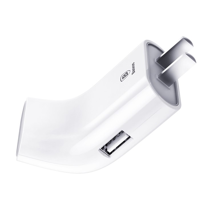 BASEUS Curved Dual USB Port 2.4A Portable Wall Charger for iPhone iPad Samsung Huawei Etc - White / CN Standard-10