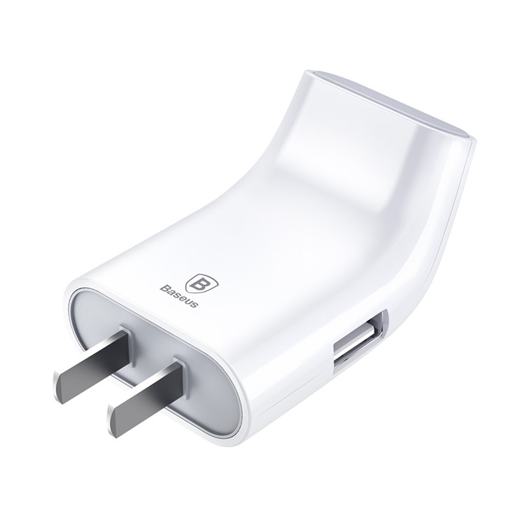 BASEUS Curved Dual USB Port 2.4A Portable Wall Charger for iPhone iPad Samsung Huawei Etc - White / CN Standard-11