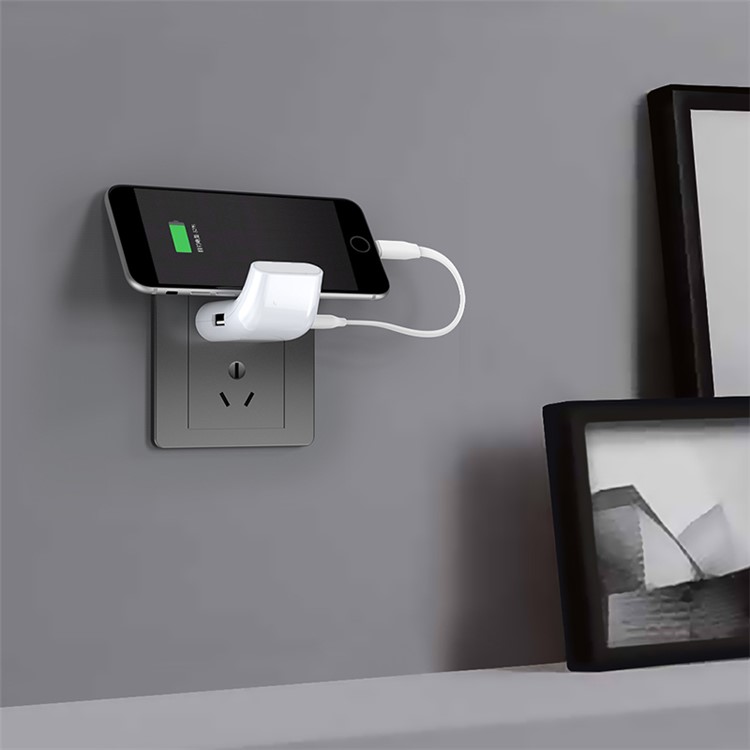 BASEUS Curved Dual USB Port 2.4A Portable Wall Charger for iPhone iPad Samsung Huawei Etc - White / CN Standard-2