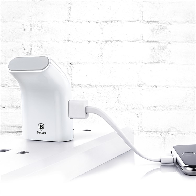 BASEUS Curved Dual USB Port 2.4A Portable Wall Charger for iPhone iPad Samsung Huawei Etc - White / CN Standard-4