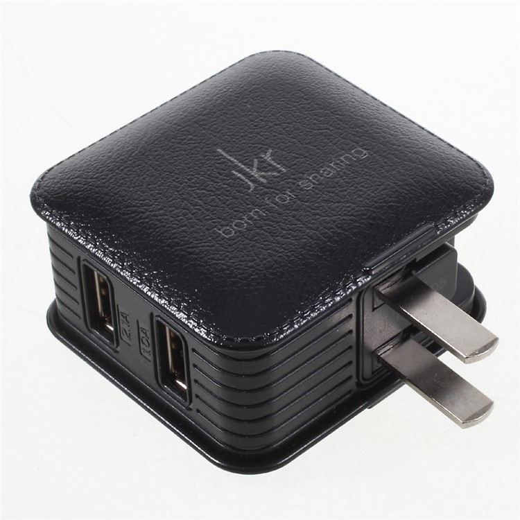 JKR-6105 2-Port USB Travel Charger for iPhone iPad Samsung - US Plug / Black-1