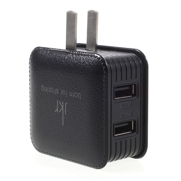 JKR-6105 2-Port USB Travel Charger for iPhone iPad Samsung - US Plug / Black-4