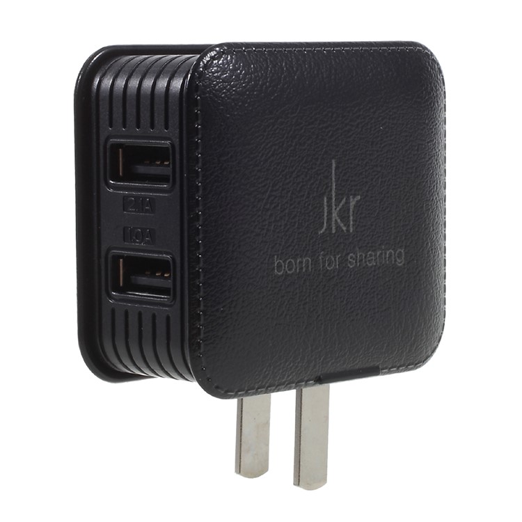 JKR-6105 2-Port USB Travel Charger for iPhone iPad Samsung - US Plug / Black-5