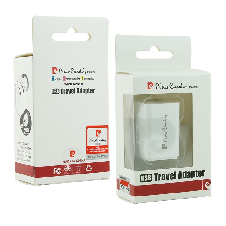 PIERRE CARDIN Dual USB Ports DC 5V Folding Wall Charger for iPhone Samsung LG Etc (PCQ-E08) - White / US Plug-4
