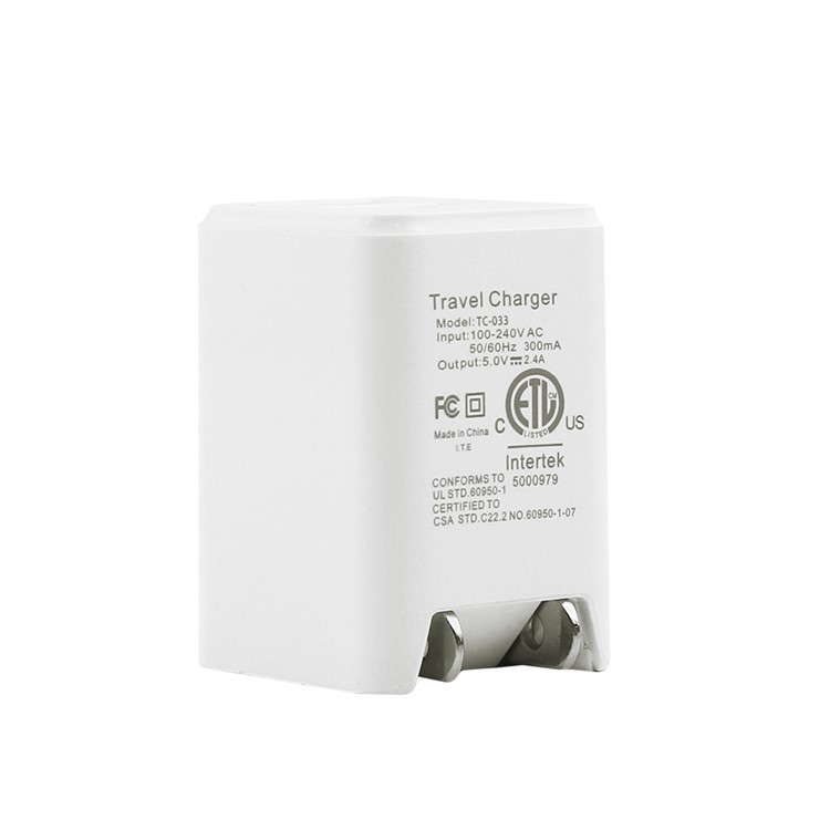 PIERRE CARDIN Dual USB Ports DC 5V Folding Wall Charger for iPhone Samsung LG Etc (PCQ-E08) - White / US Plug-5