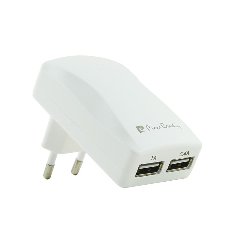 PIERRE CARDIN 2 USB Ports DC 5V Portable Wall Charger for iPhone Samsung LG Etc (PCQ-E09) - White / EU Plug-6