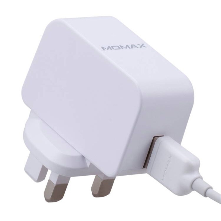 MOMAX 5V /2.4A single Port USB Portable Intelligent Digital Wall Charger - White / UK Plug-1