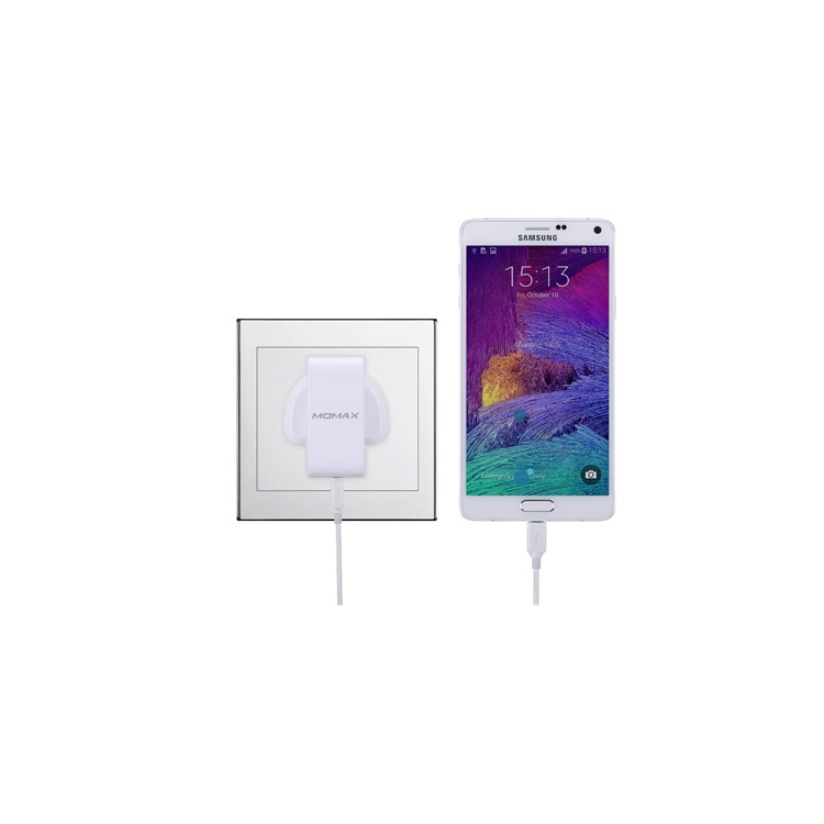 MOMAX 5V /2.4A single Port USB Portable Intelligent Digital Wall Charger - White / UK Plug-9