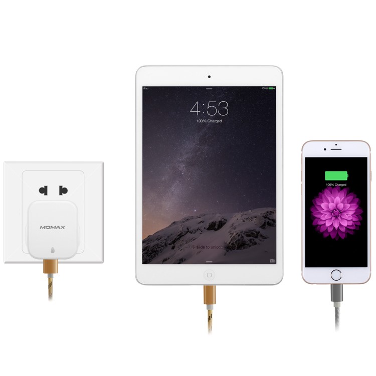 MOMAX 5V 3.4A 2-Port USB Portable Charger - White / UK Plug-9