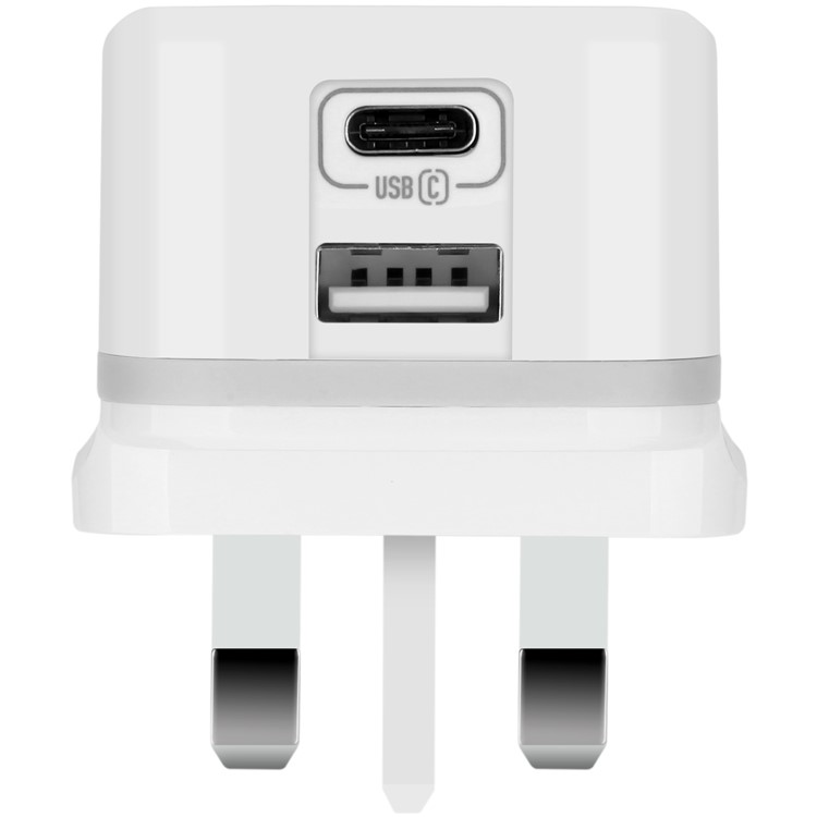 MOMAX 5V 3.4A 2-Port USB Portable Wall Charger with Type-c Port - White / UK Plug-5