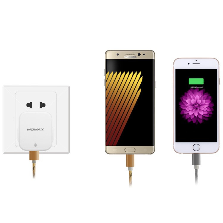 MOMAX 5V 3.4A 2-Port USB Portable Wall Charger with Type-c Port - White / UK Plug-9