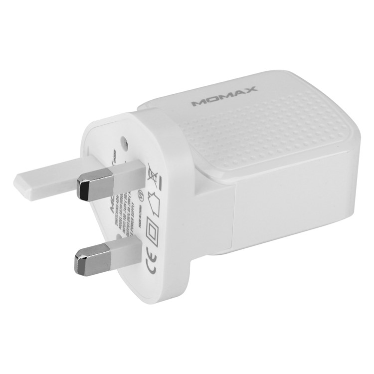 MOMAX 5V /4A 3-Port USB Portable Intelligent Digital Wall Charger - White / UK Plug-9