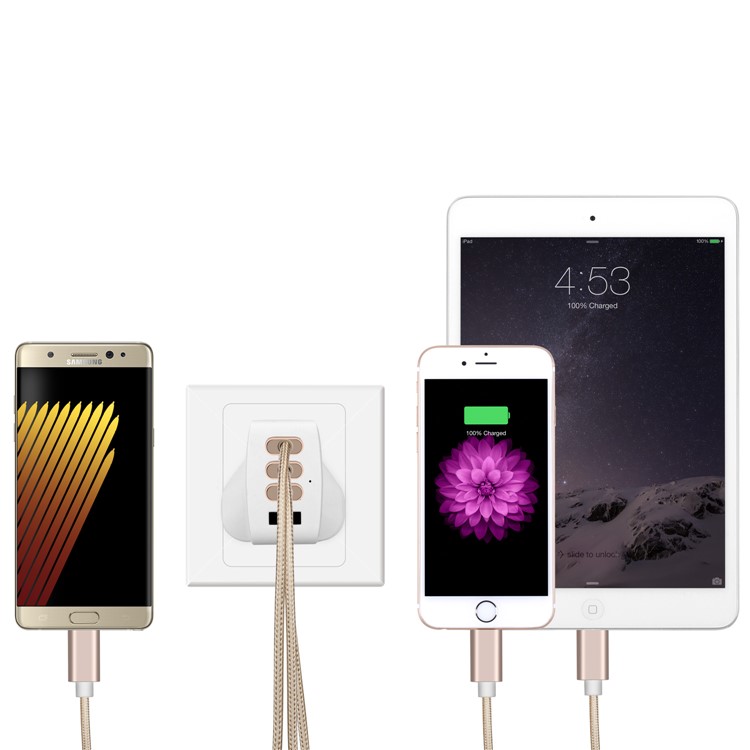 MOMAX 5V /4.8A 4-Port USB Portable Intelligent Digital Wall Charger - White / UK Plug-11