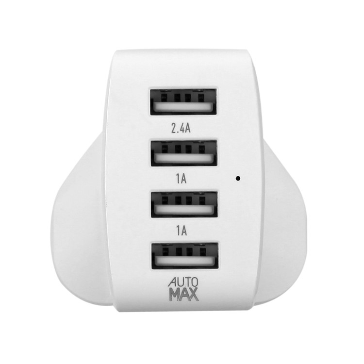 MOMAX 5V /4.8A 4-Port USB Portable Intelligent Digital Wall Charger - White / UK Plug-3