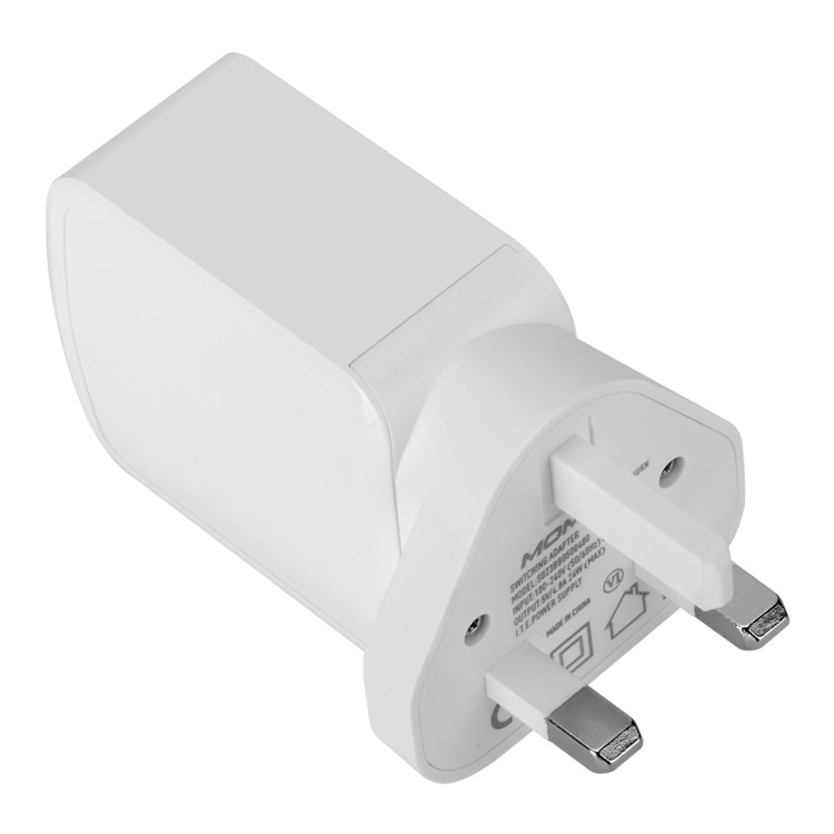 MOMAX 5V /4.8A 4-Port USB Portable Intelligent Digital Wall Charger - White / UK Plug-7