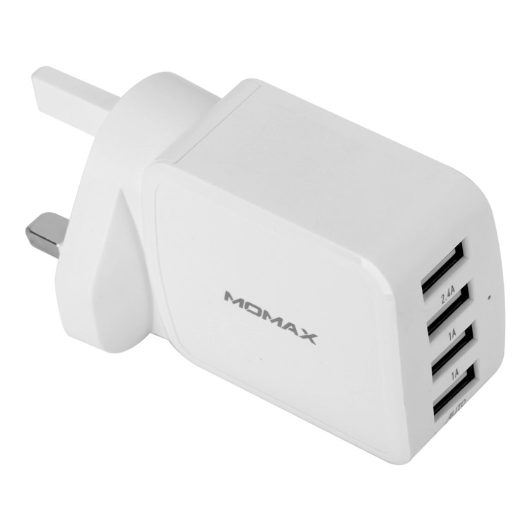 MOMAX 5V /4.8A 4-Port USB Portable Intelligent Digital Wall Charger - White / UK Plug-8