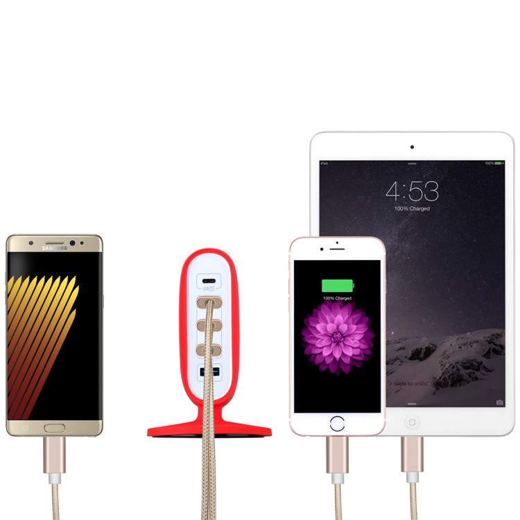 MOMAX U Bull 40W Quick Charge 3.0 + Type-C + 3*USB Ports Desktop Charger for Phones & Tablets - Red / UK Plug-11