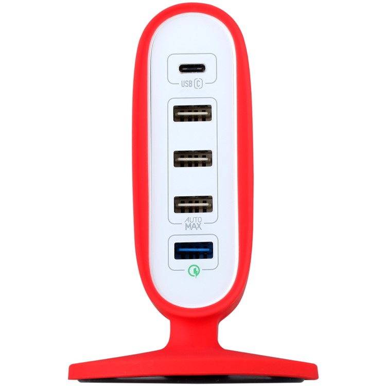 MOMAX U Bull 40W Quick Charge 3.0 + Type-C + 3*USB Ports Desktop Charger for Phones & Tablets - Red / UK Plug-5